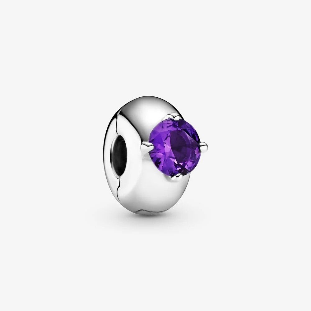Pandora Clip with Round Purple Solitaire 799204C02