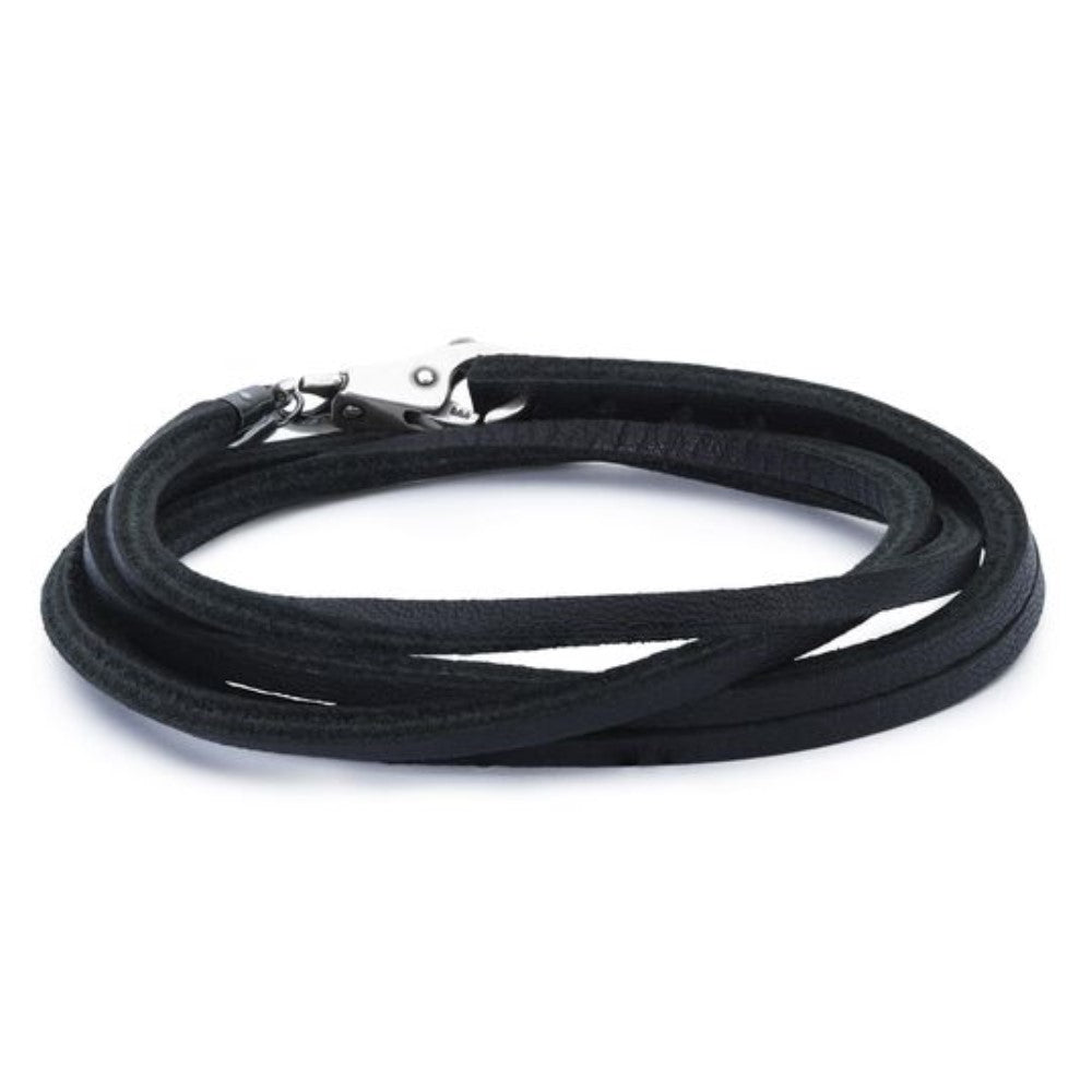 Bracciale Trollbeads in Cuoio Nero con Chiusura Semplice
