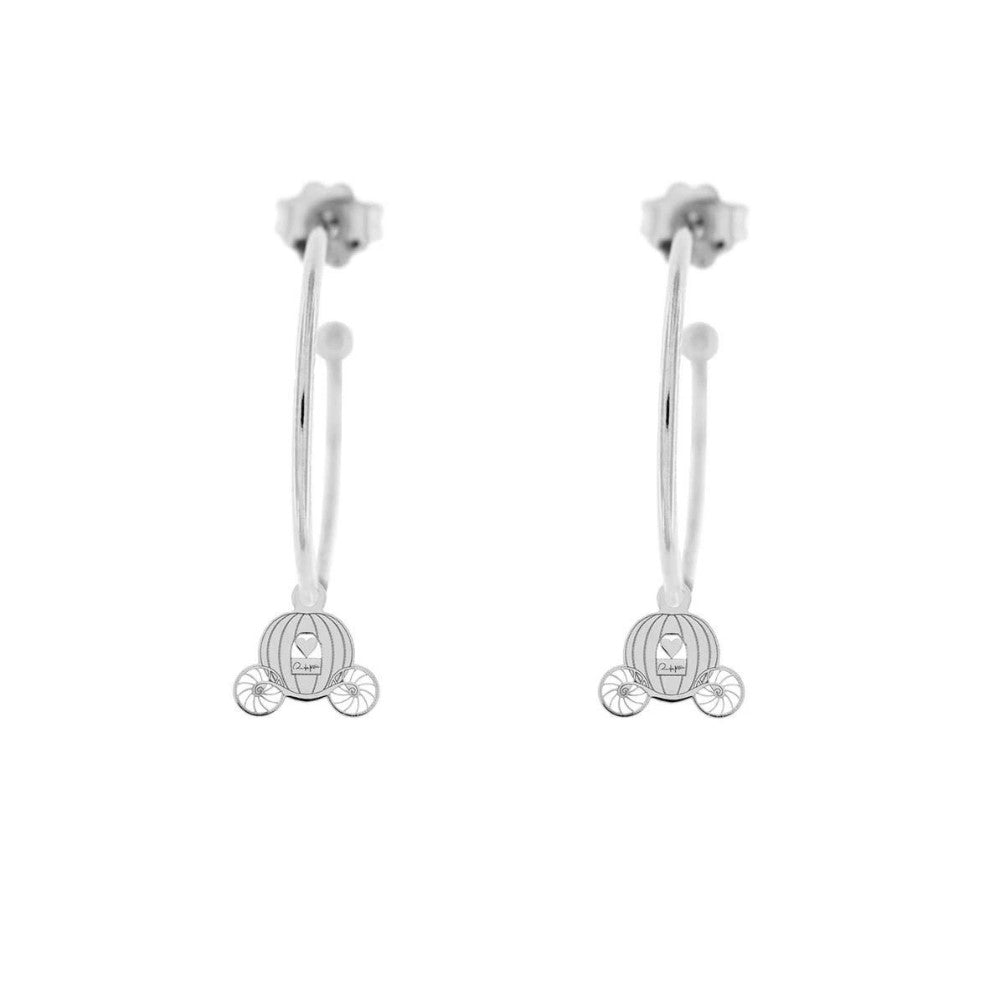 Rue Des Mille Hoop Earrings with Micro Carriage Pendant ORD1CAR