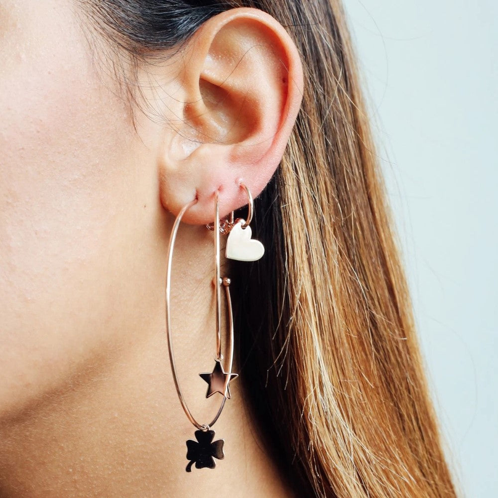 Rue Des Mille Hoop Earrings with Micro Heart Pendant ORD1CUO