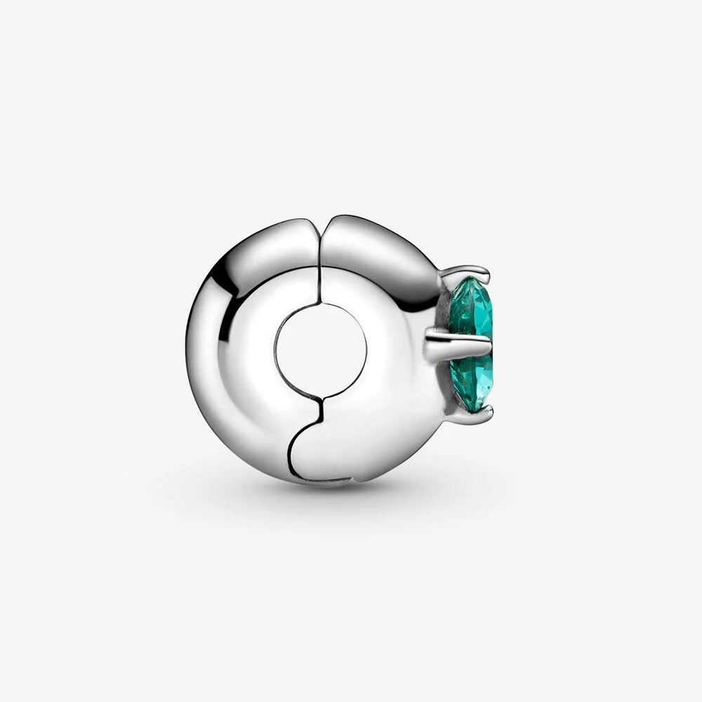 Pandora Clip with Green Round Solitaire 799204C03