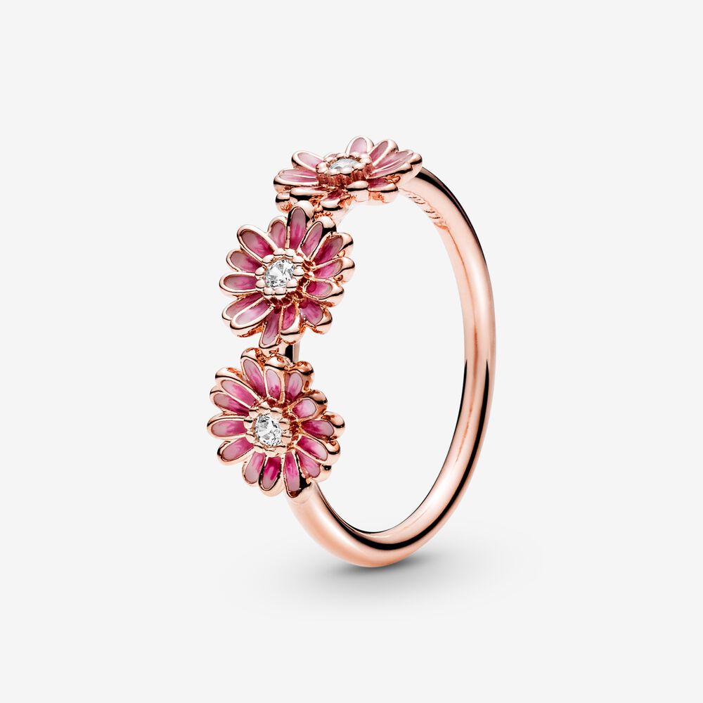 Pandora Ring with Three Pink Daisies 188792C01