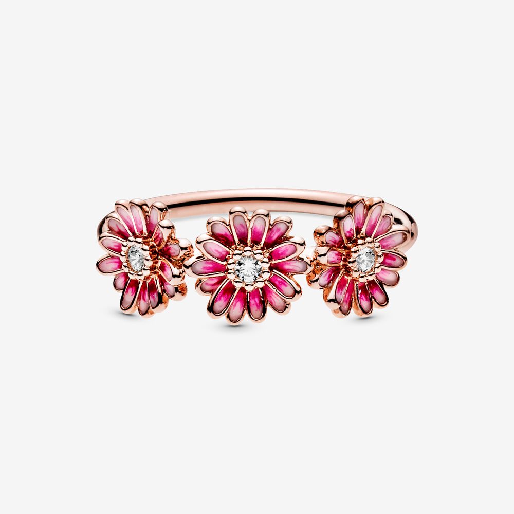 Pandora Ring with Three Pink Daisies 188792C01
