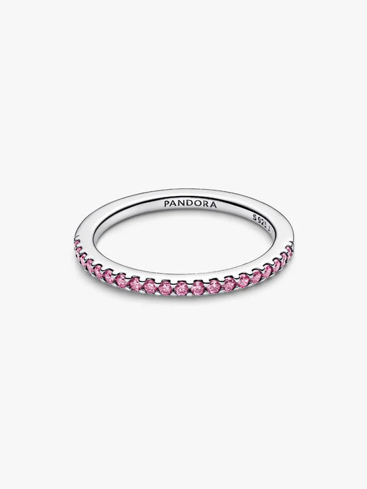 Anello Pandora Pavè Fascia Sottile Rosa 192999C02