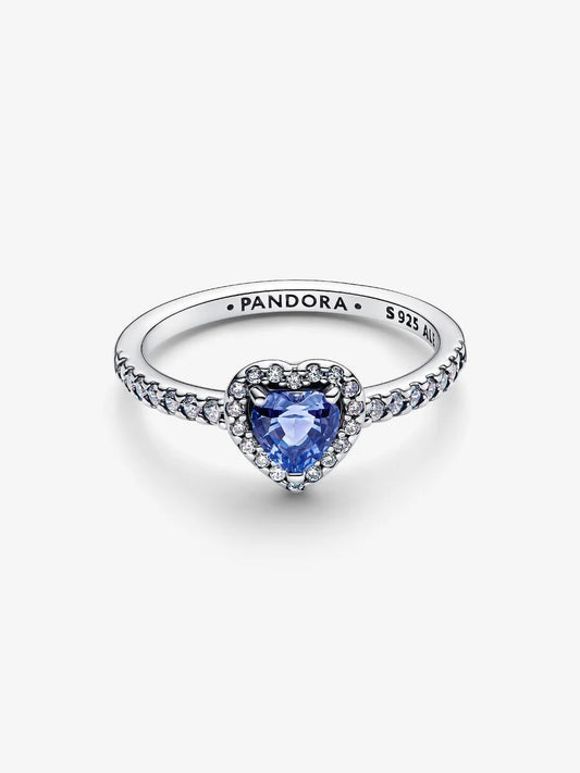 Anello Pandora Cuore in Rilievo Blu Argento Sterling 925 198421C05