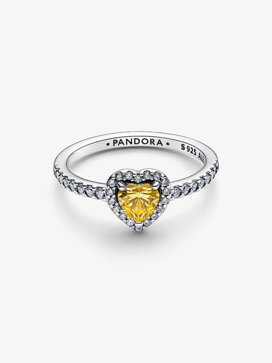 Anello Pandora Cuore in Rilievo Giallo Argento Sterling 925 198421C06