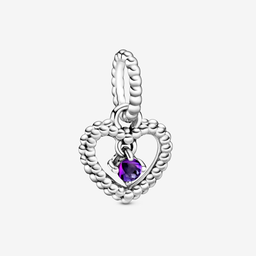 Pandora Purple Heart Pendant Charm Decorated with Balls 798854C03