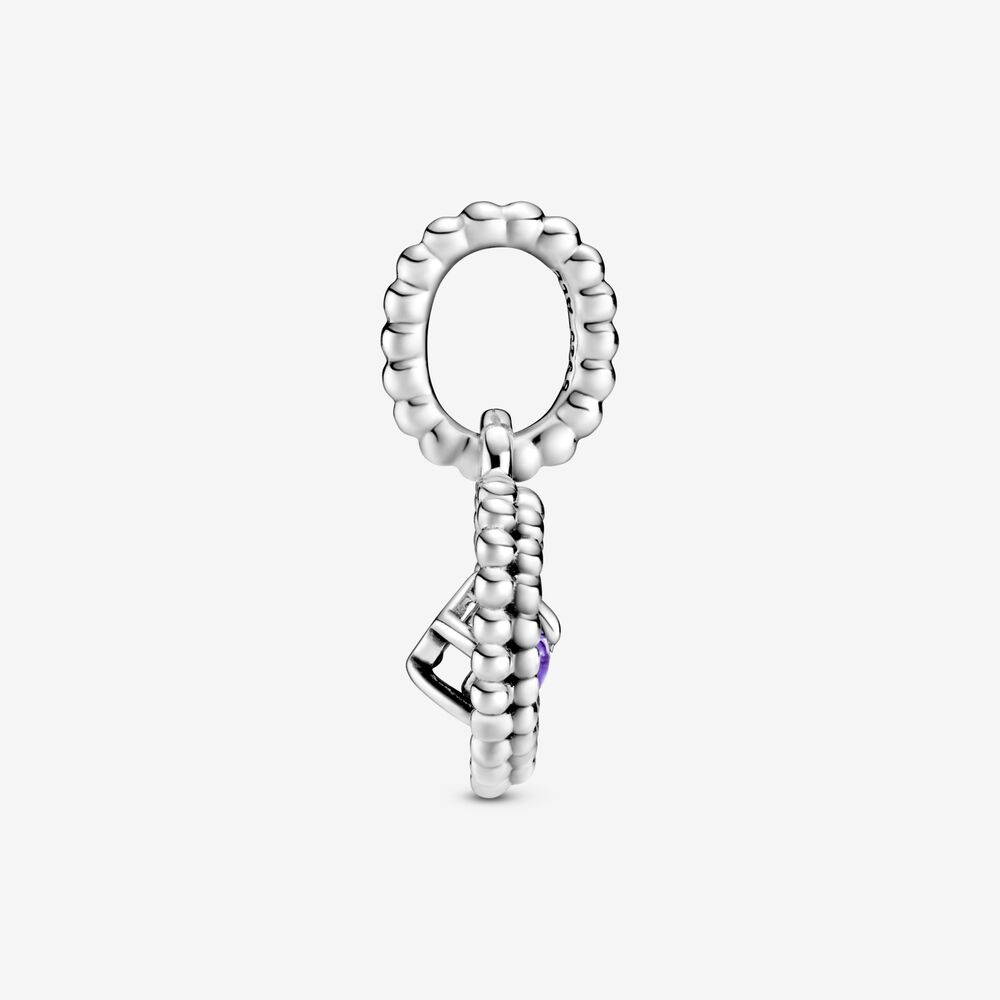 Pandora Purple Heart Pendant Charm Decorated with Balls 798854C03