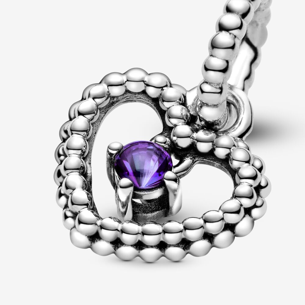 Pandora Purple Heart Pendant Charm Decorated with Balls 798854C03