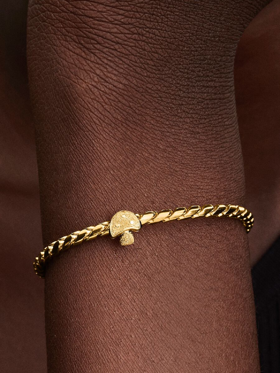 Mini Charm Pandora Fungo effetto diamantato Placcatura in Oro 14k