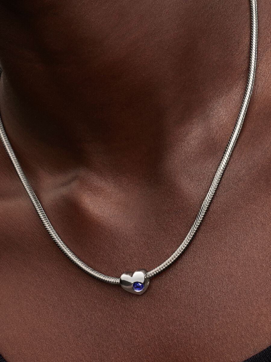Charm Pandora Cuore con Pietra Blu Settembre da Incidere 794161C09