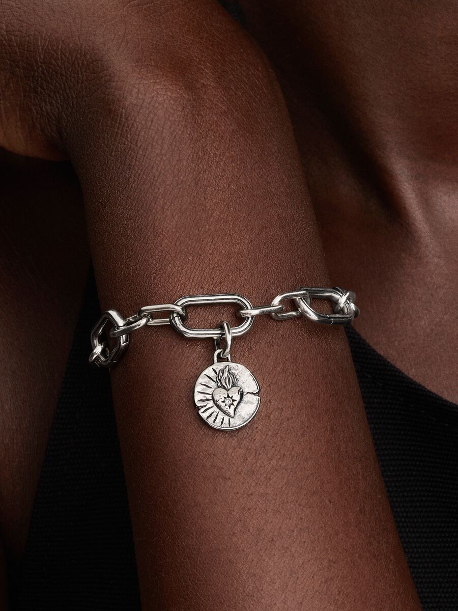 Charm Padora Medallion Cuore Sacro "Amor Vincit Omnia" Argento Sterling 925