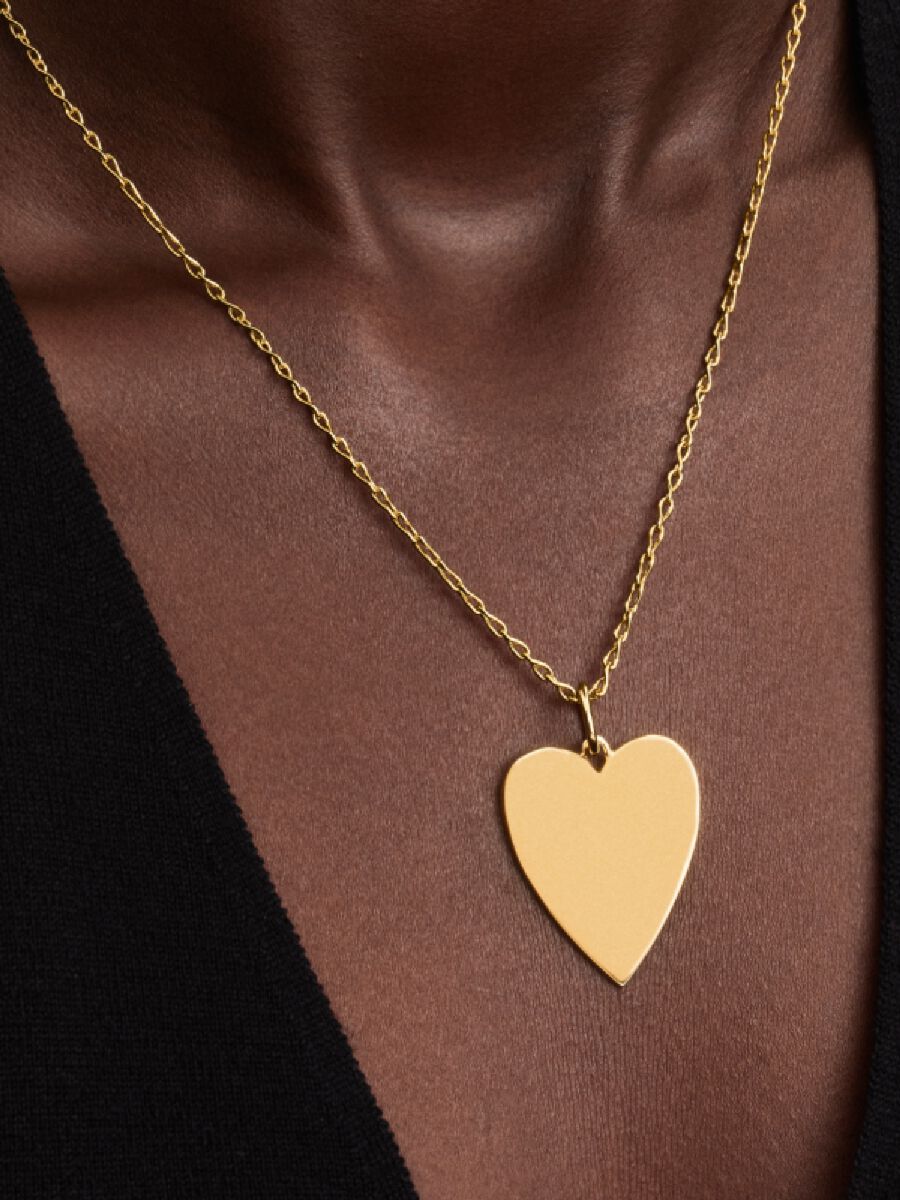 Charm Pandora Pendente Cuore Grande da incidere Placcatura in Oro 14k