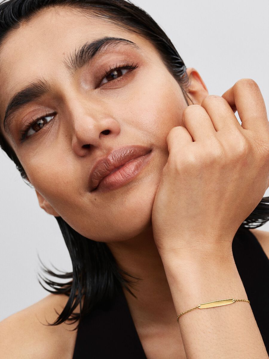 Bracciale Pandora con barra da incidere Placcatura in Oro 14k