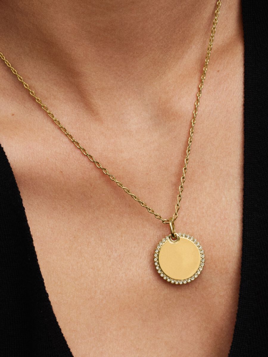 Charm Pandora Pendente Medaglia Luminosa da incidere Placcatura in Oro 14k