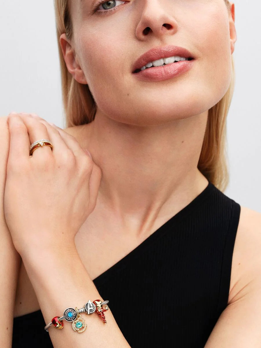 Charm Pandora Marvel, Avengers, Elmo di Iron Man Placcatura in Oro 14k