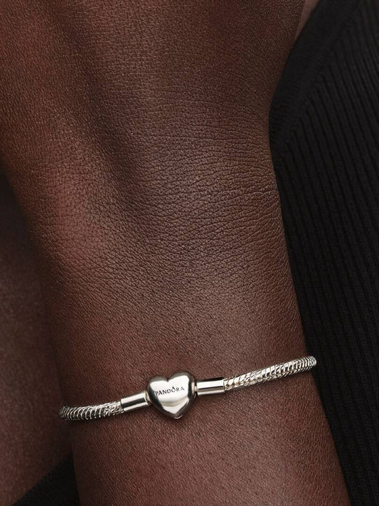 Bracciale Pandora Maglia Snake Sfaccettata con Chiusura a Cuore da Incidere 594236C00