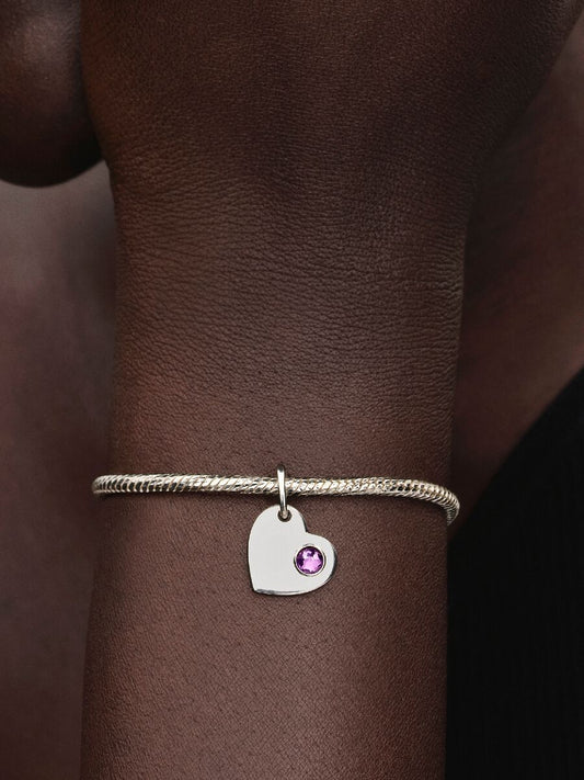 Charm Pandora Pendente Cuore con Pietra Viola Febbraio Argento Sterling 925 794295C02