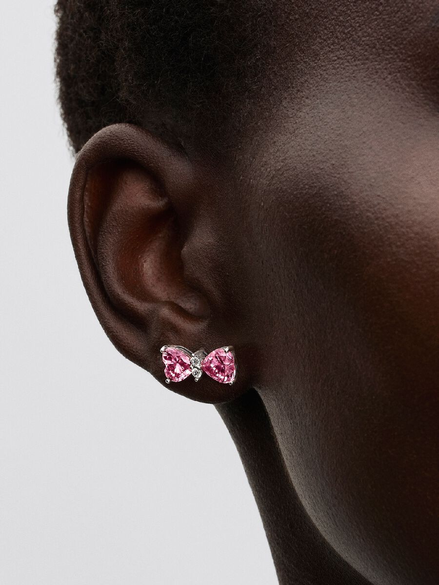 Pandora Dark Pink Crystal Hoop Earrings 925 Sterling Silver 293851C02