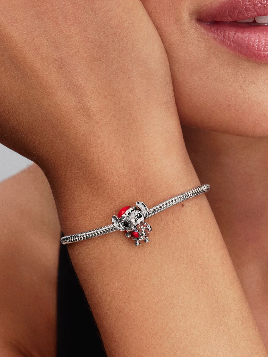 Charm Pandora Disney Stitch Holiday Charm Argento Sterling 925