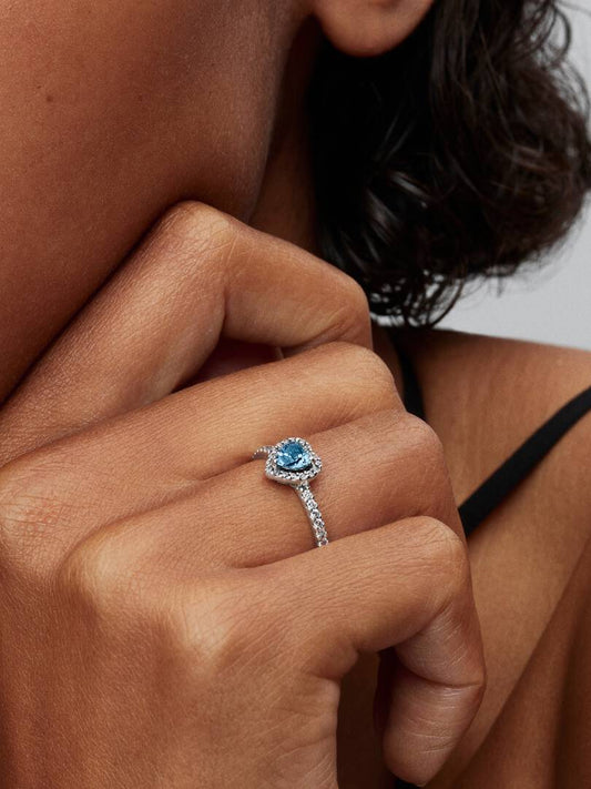 Anello Pandora Cuore in Rilievo Azzurro 198421C10