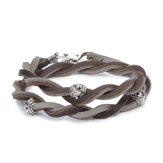 Bracciale Trollbeads Bracciale in Cuoio Marrone/Grigio Chiaro