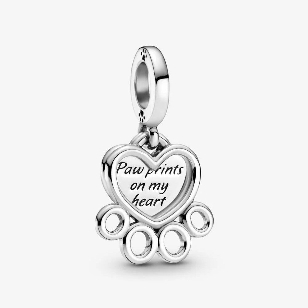 Pandora Paw Print and Hearts Pendant Charm 799360C00