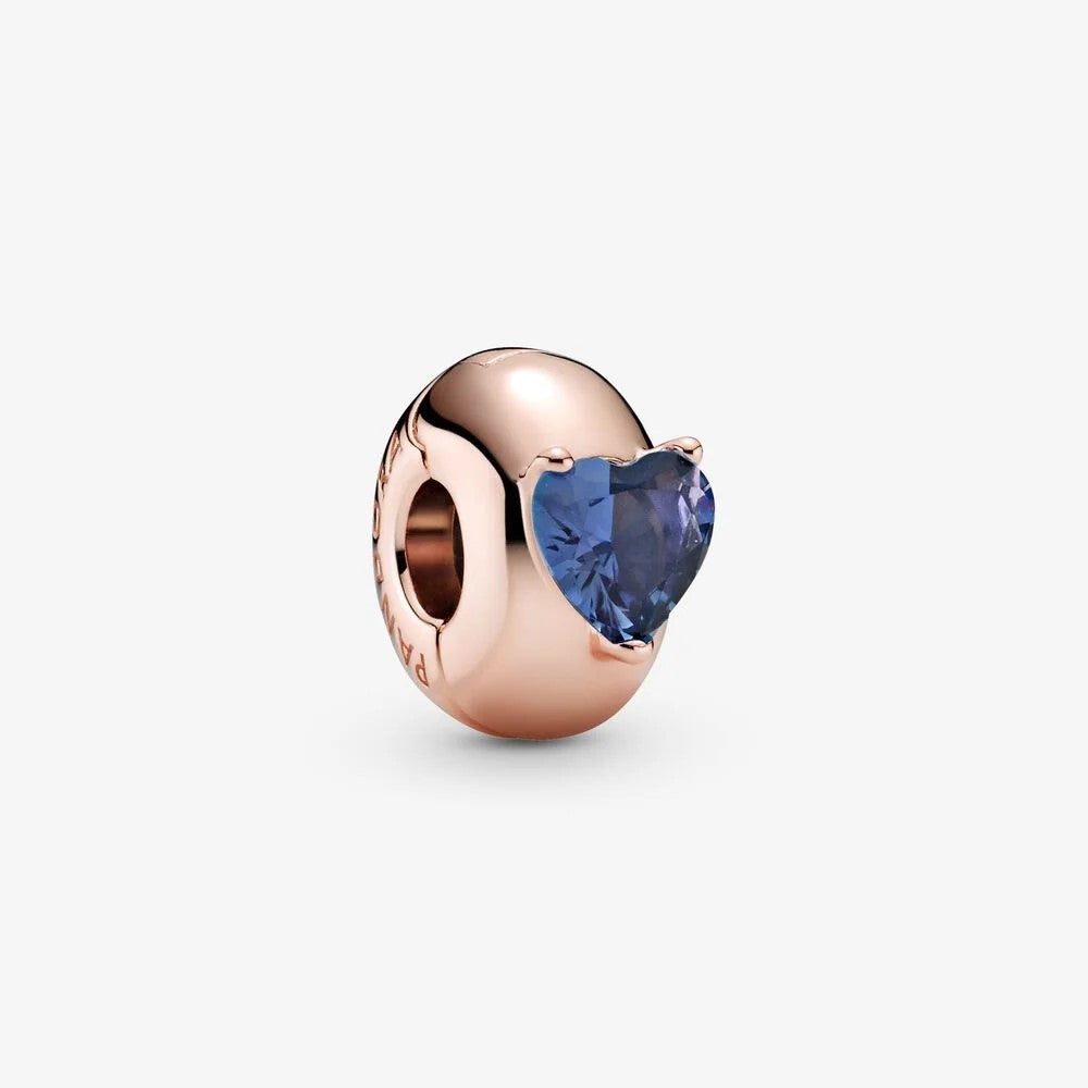 Clip Pandora con Solitario a Cuore Blu 789203C02