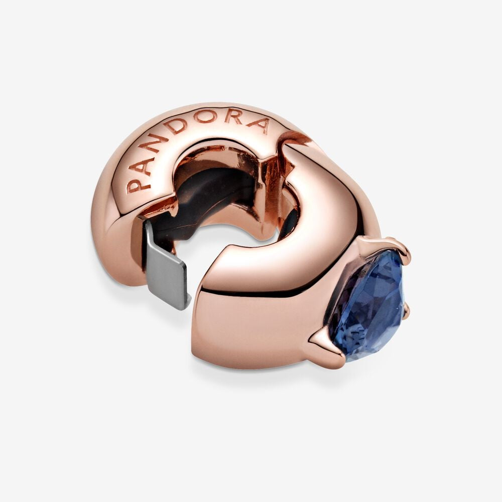 Clip Pandora con Solitario a Cuore Blu 789203C02