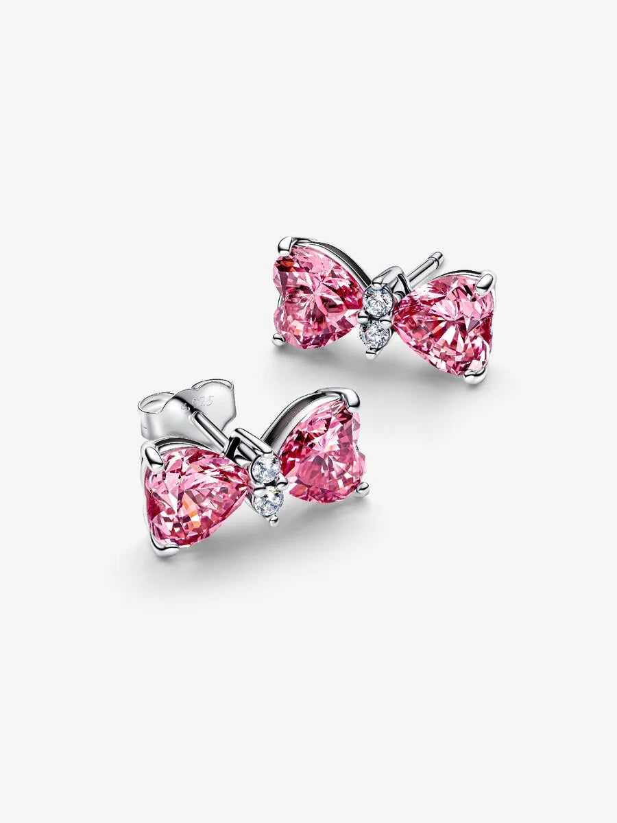 Pandora Dark Pink Crystal Hoop Earrings 925 Sterling Silver 293851C02