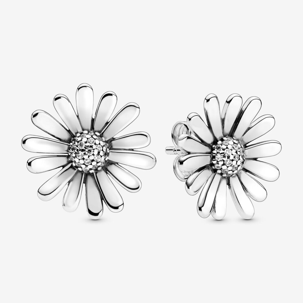 Orecchini a forma di margherita con ganci in argento sterling con Orecchini a forma di margherita con ganci in argento sterling con