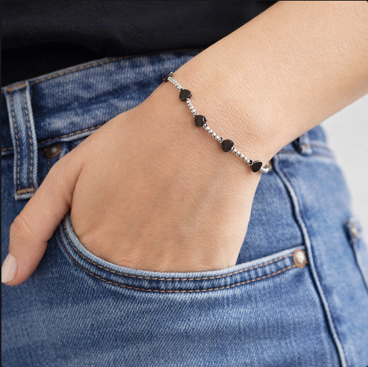 Bracciale Spadarella spadino San Valentino cuori ematite - SPBR759