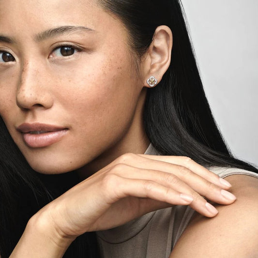 Pandora Two-Tone Flower Stud Earrings 299349C00