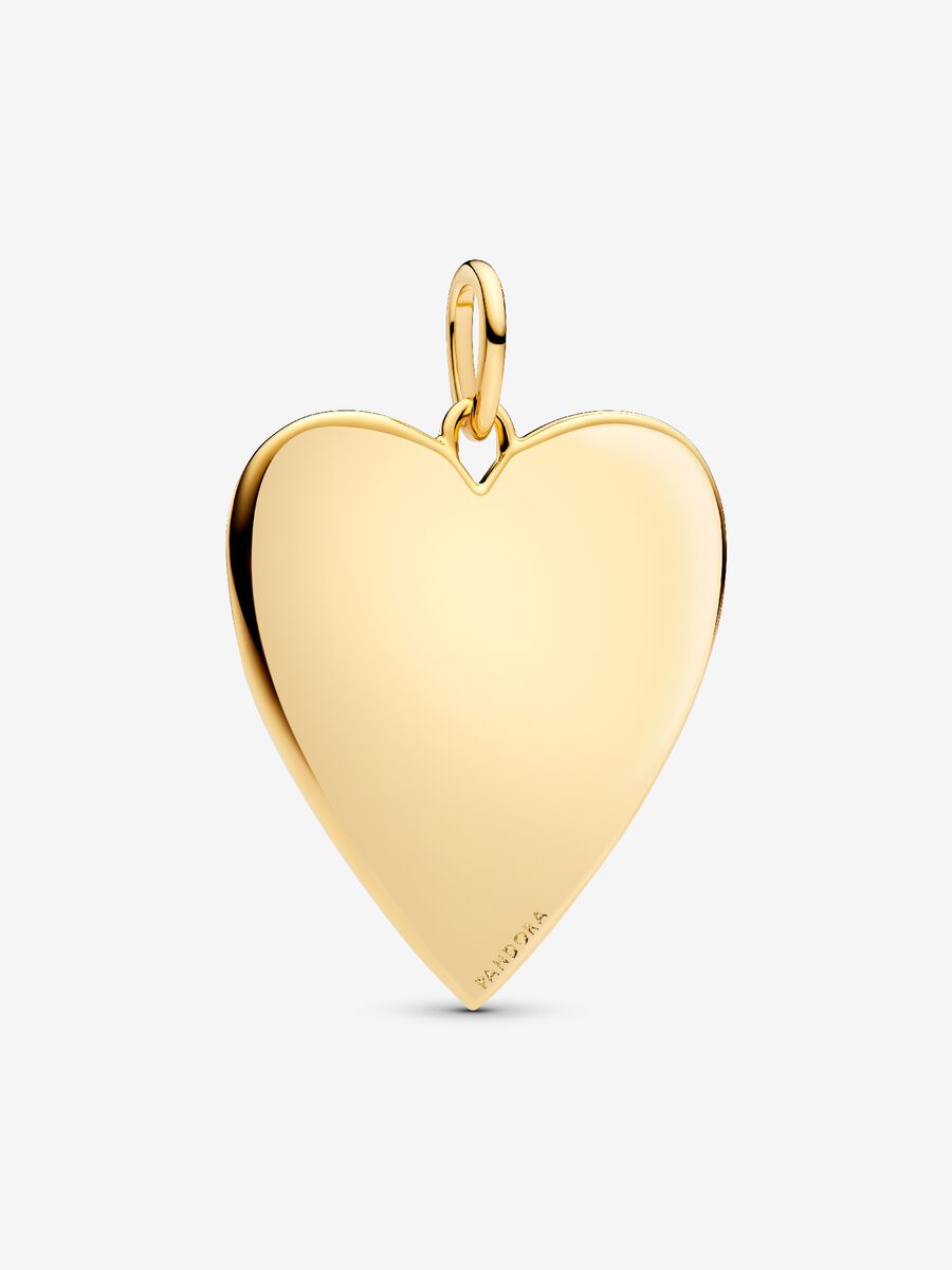 Charm Pandora Pendente Cuore Grande da incidere Placcatura in Oro 14k