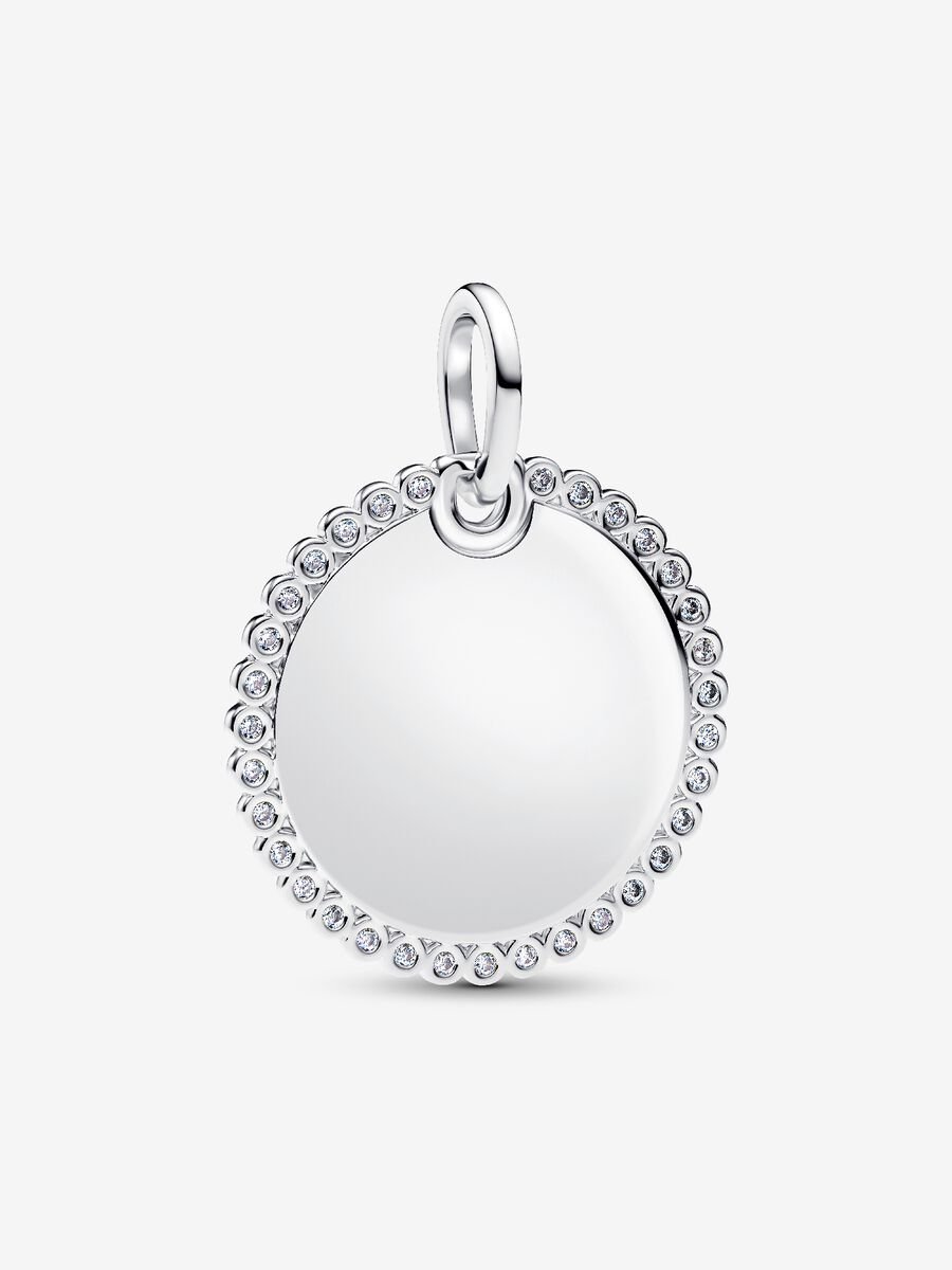 Charm Pandora Pendente Medaglia Luminosa da incidere Argento Sterling 925
