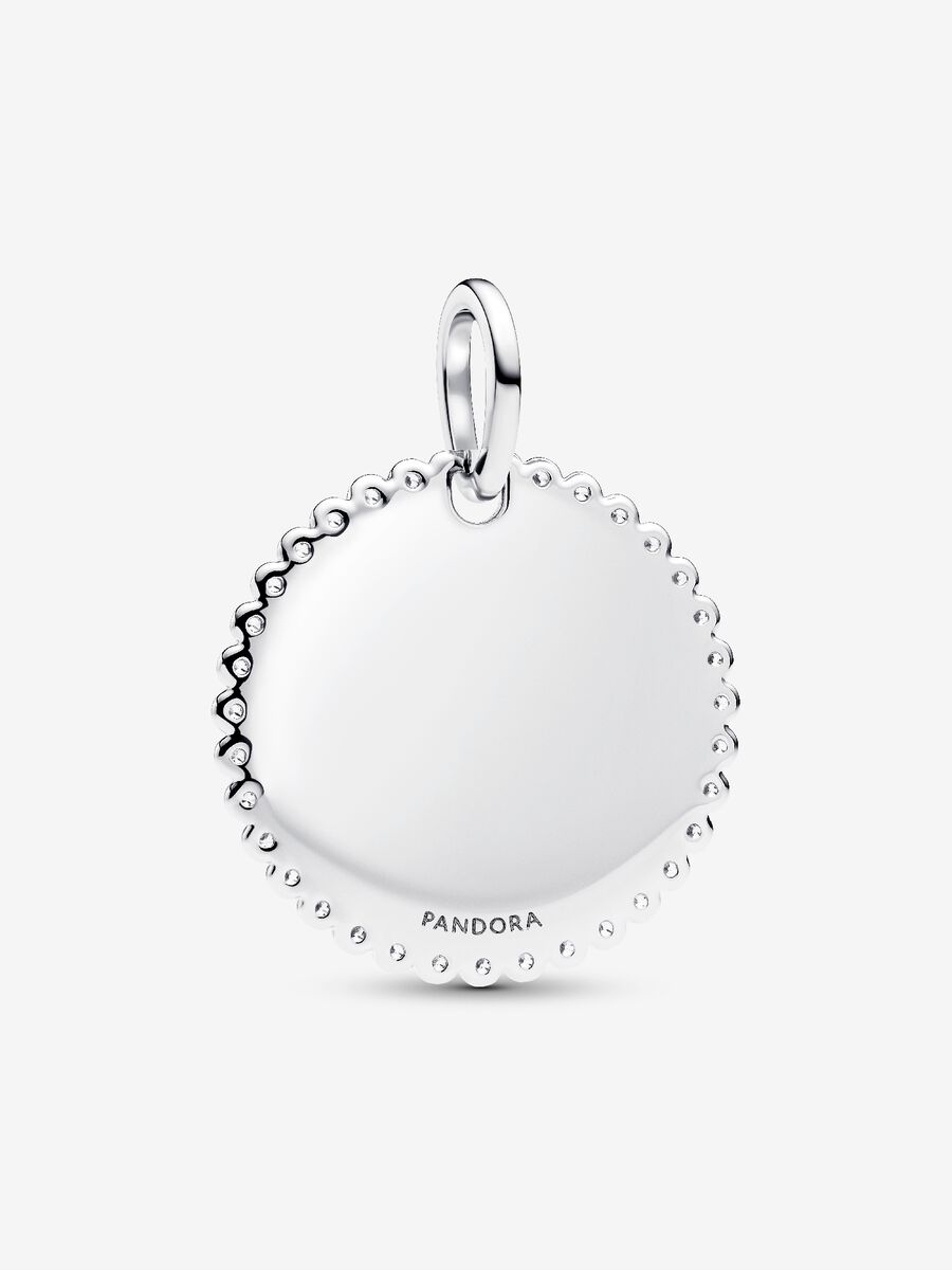 Charm Pandora Pendente Medaglia Luminosa da incidere Argento Sterling 925
