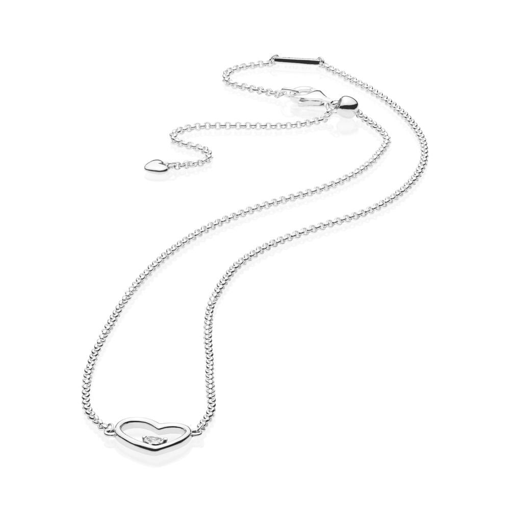 Collana Pandora con pendente Cuori Asimmetrici Luminosi 397797CZ-45
