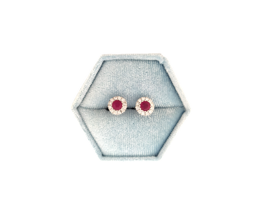 Orecchini Casadei in Oro Bianco Contorno Rubino e Diamanti