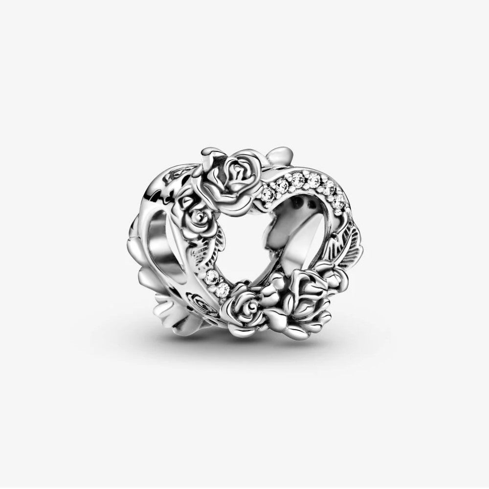 Pandora Open Heart and Rose Charm 799281C01