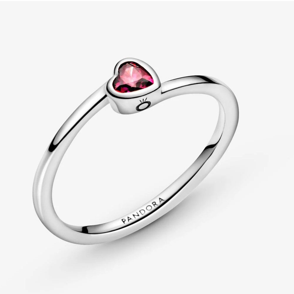 Pandora Red Oblique Heart Solitaire Ring 199267C01
