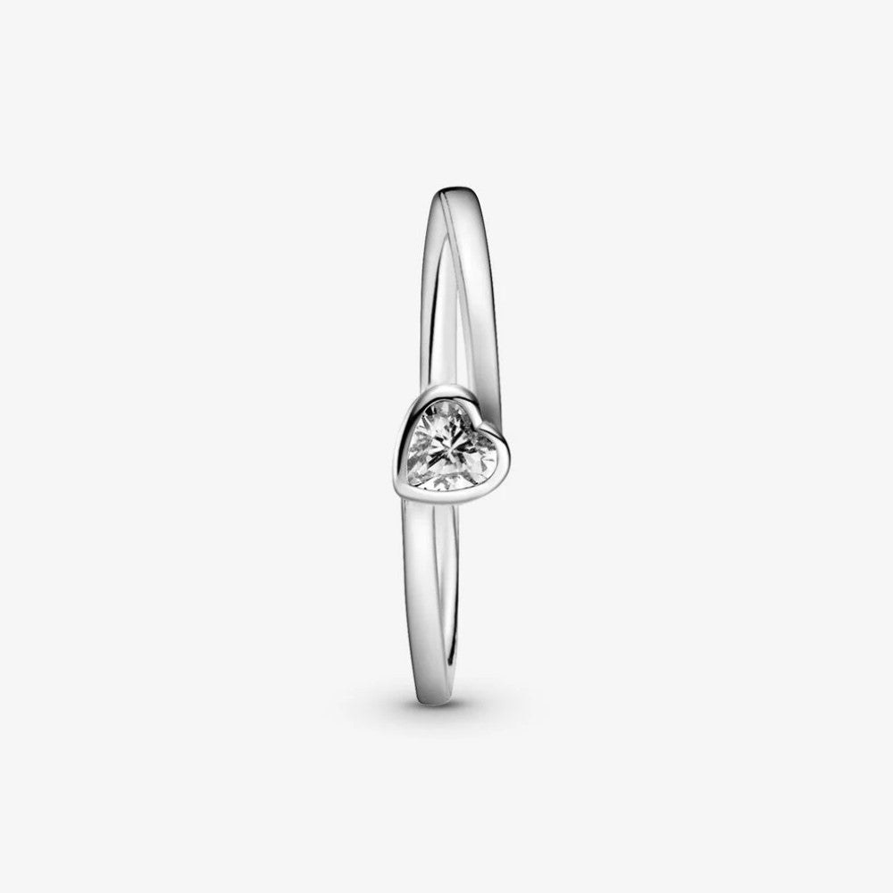 Pandora Colorless Oblique Heart Solitaire Ring 199267C02