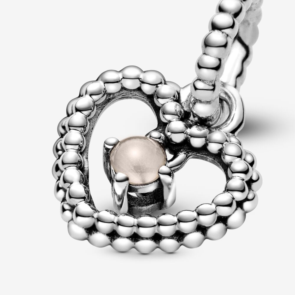 Charm Pendente Pandora A Cuore Rosa Cipria Decorato Con Sfere 798854C06