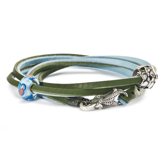 Bracciale Trollbeads Bracciale in Cuoio, Celeste/Verde