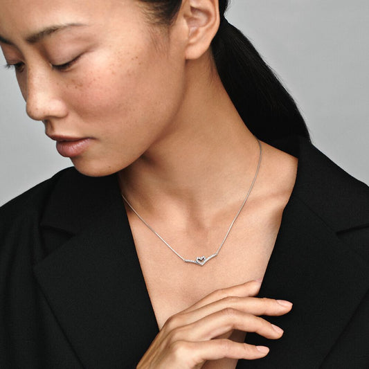 Collier Pandora Chevron con Cuore Scintillante 399273C01-45