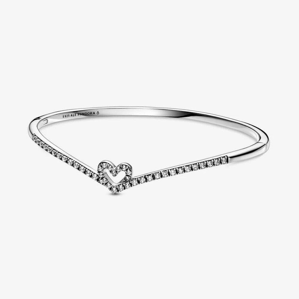 Pandora Sparkling Chevron Heart Bangle Bracelet 599297C01
