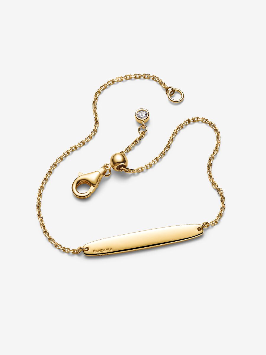 Bracciale Pandora con barra da incidere Placcatura in Oro 14k