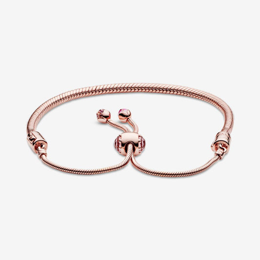Pandora Moments Pink Peach Blossom Snake Chain Adjustable Bracelet 588093NCCMX-28