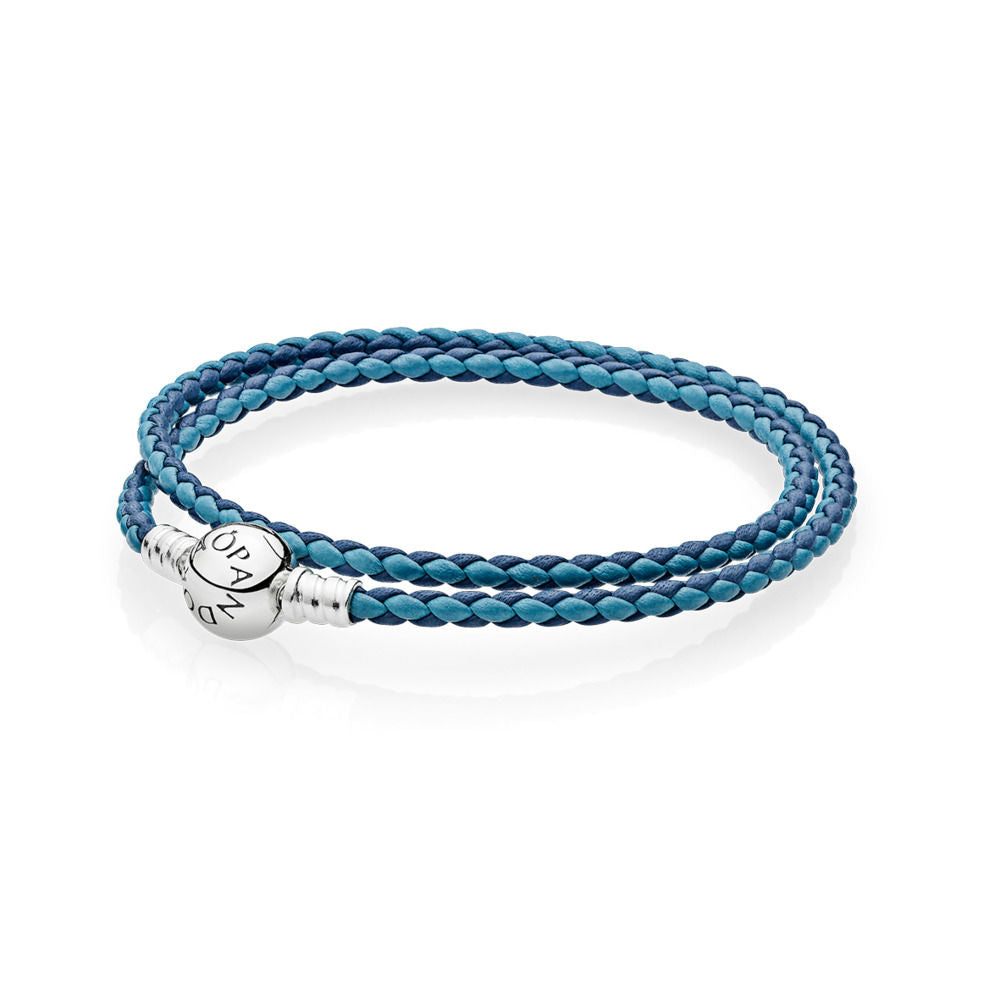 Bracciale Pandora Intrecciato Di Doppio Tessuto Blu 590747CBMX