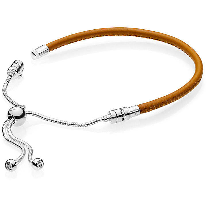 Bracciale Pandora in pelle con chiusura scorrevole 597225CGT-2