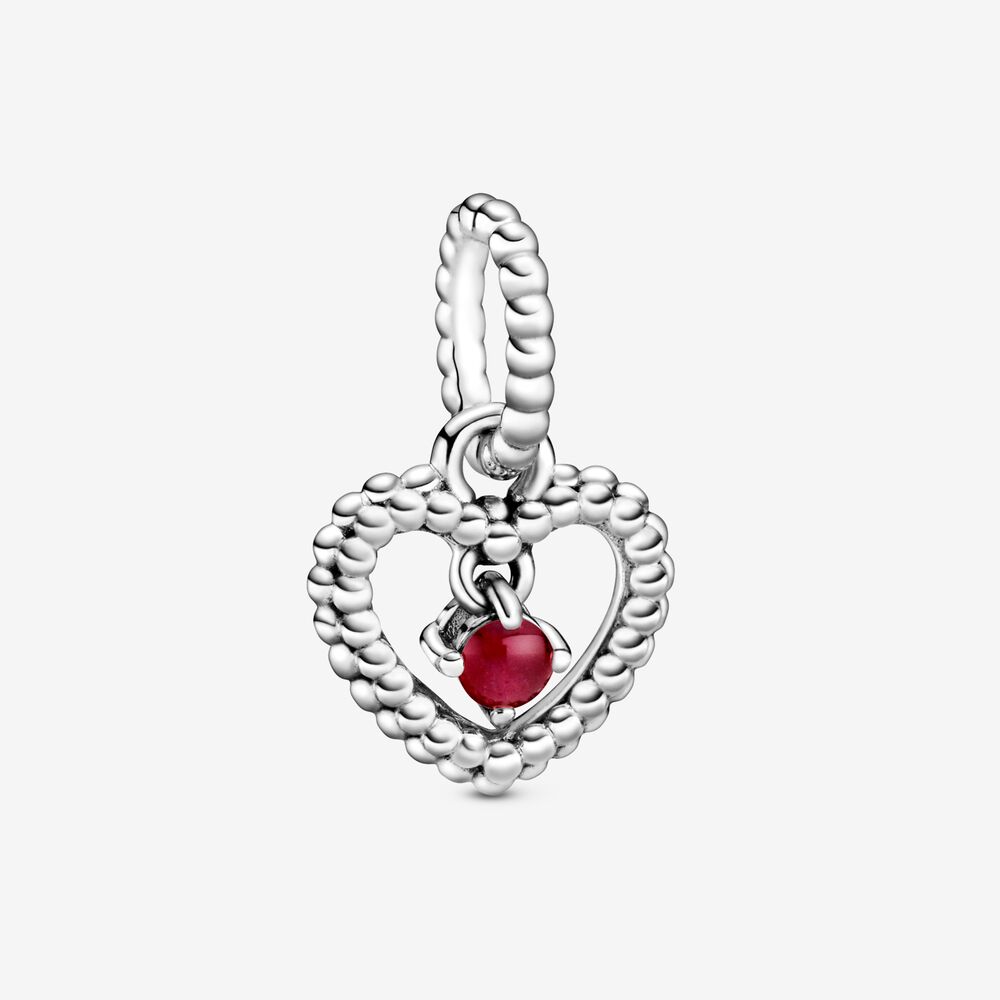 Pandora Dark Red Heart Pendant Charm Decorated with Spheres 798854C08